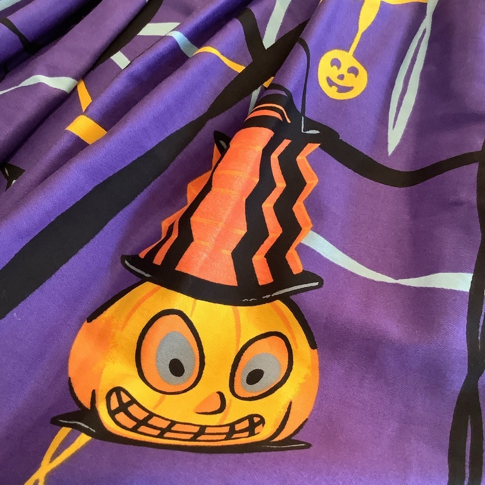 Pinup Couture Halloween Pumpkin Skirt Size XL Purple Black - Picture 6 of 11